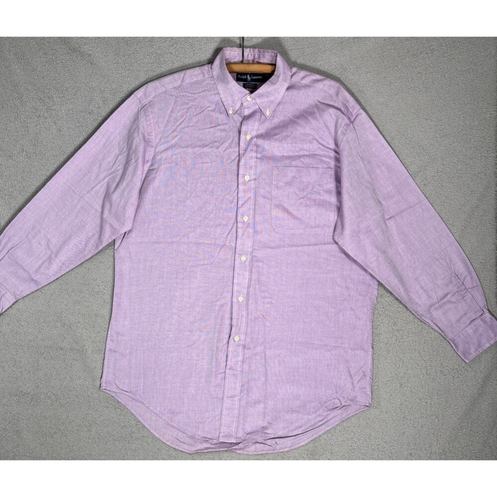 VNTG Ralph Lauren 15.5/32 Yarmouth Cotton Dress Shirt Purple Chambery No Pony
